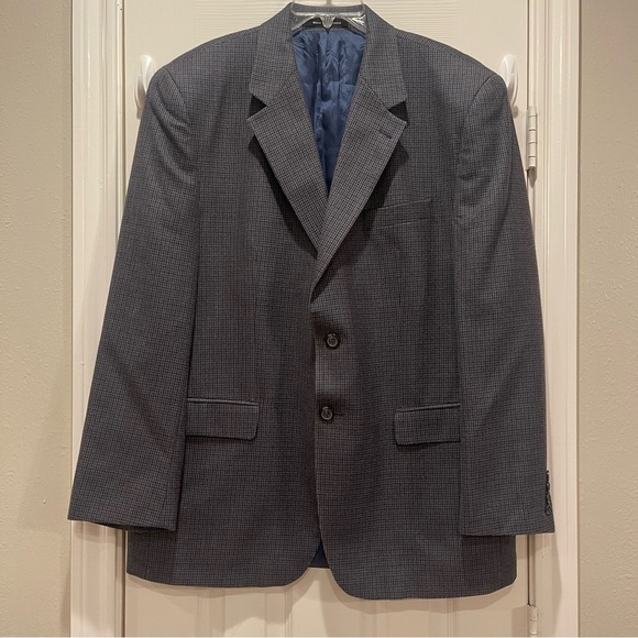 Lauren Ralph Lauren Men Silk Wool Jacket 44R Houndstooth Blazer Sport Coat - Picture 1 of 10